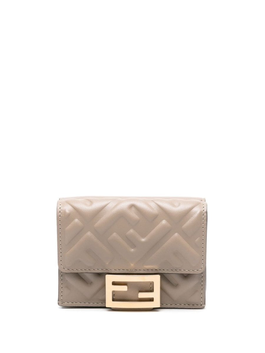micro Baguette FF-embossed tri-fold wallet