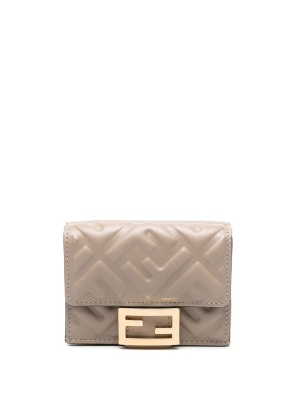 micro Baguette FF-embossed tri-fold wallet