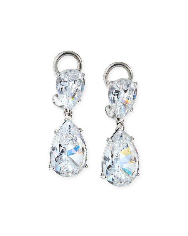 Two-Pear-Drop Cubic Zirconia Earrings