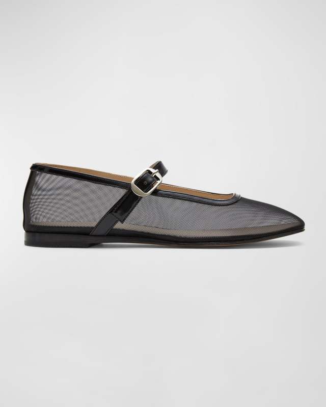 Mesh Mary Jane Ballerina Flats