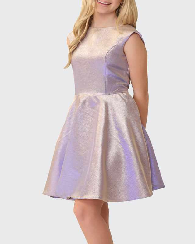Girl's Cap-Sleeve Fit-and-Flare Dress, Size 7-20