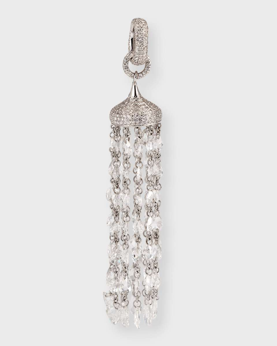 Tassel 18K White Gold Diamond Tassel Pendant, 10.32tcw