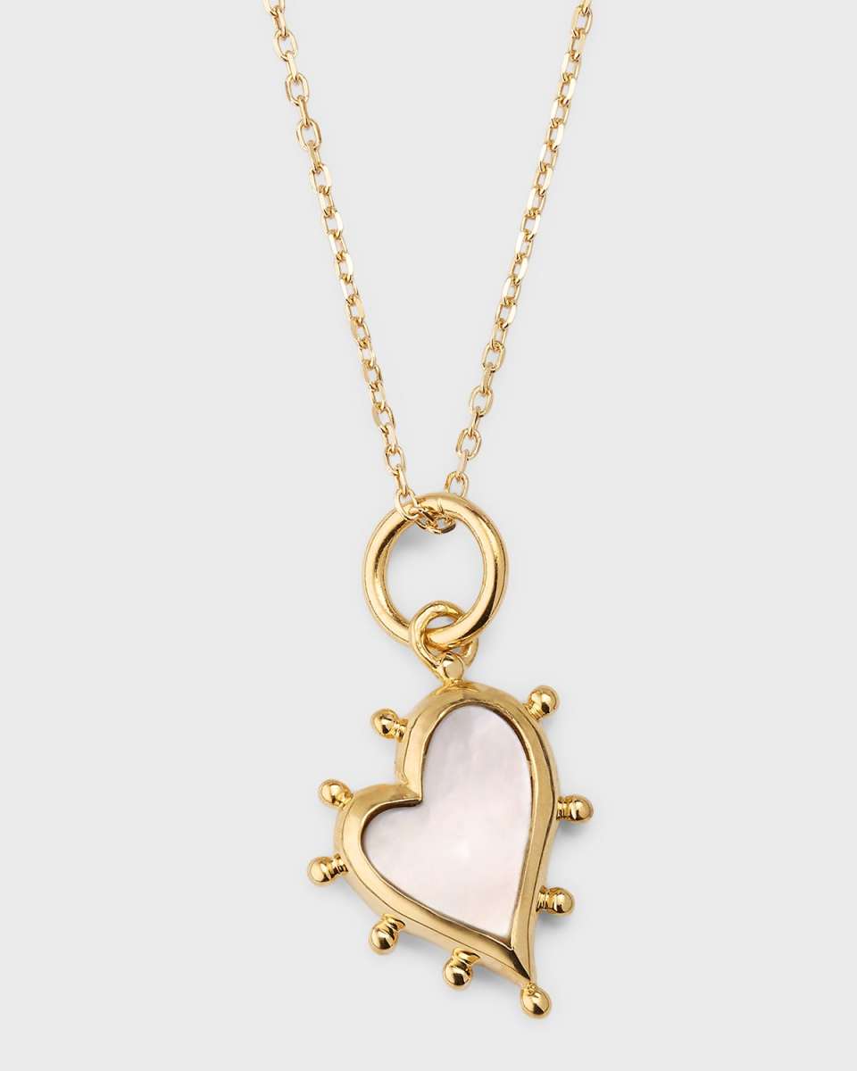 18K Yellow Gold Petite Mother of Pearl Heart Necklace