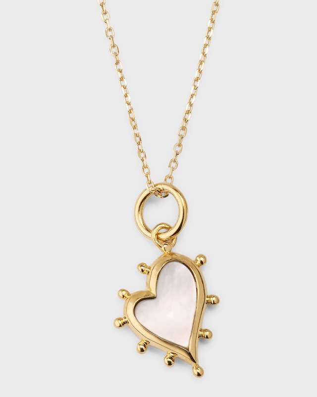 18K Yellow Gold Petite Mother of Pearl Heart Necklace