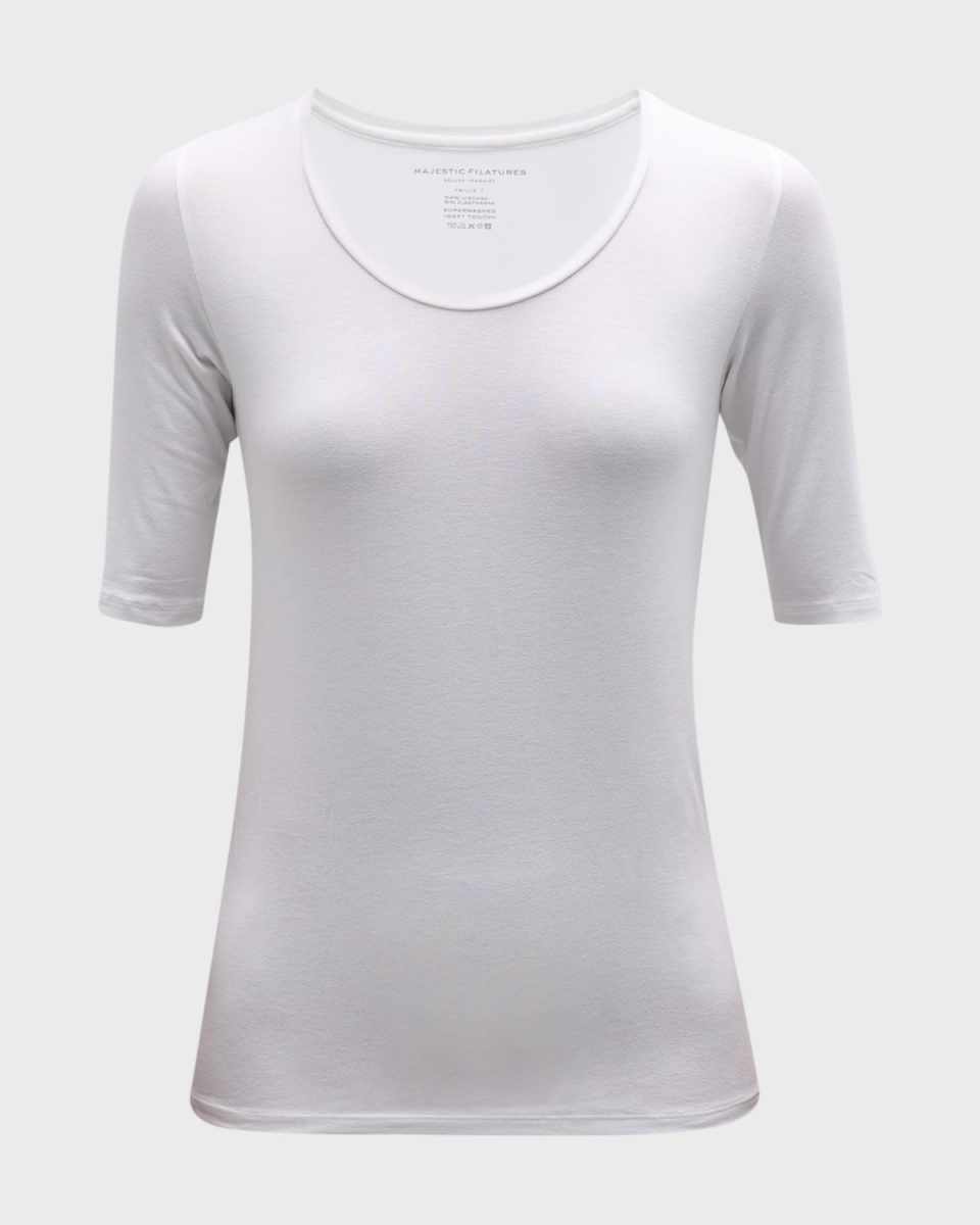 Soft Touch Half-Sleeve Scoop-Neck Top
