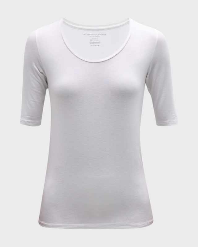 Soft Touch Half-Sleeve Scoop-Neck Top