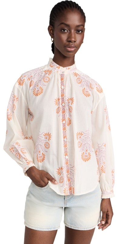 Alix of Bohemia Poet Papaya Aster Blouse Ivory