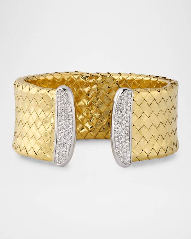 Estate 18K Yellow Gold Italian Diamond Bracelet, 7"