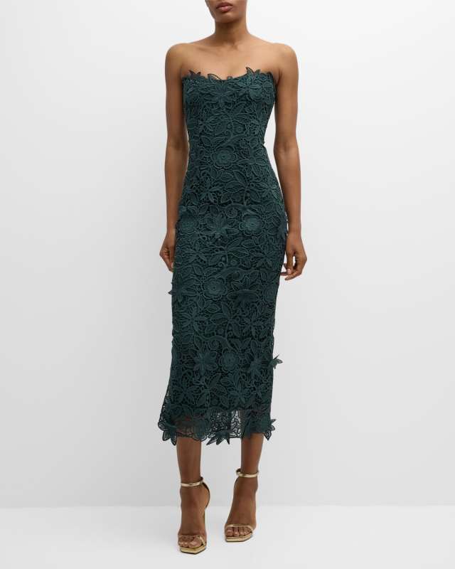 Strapless Guipure Lace Sheath Gown