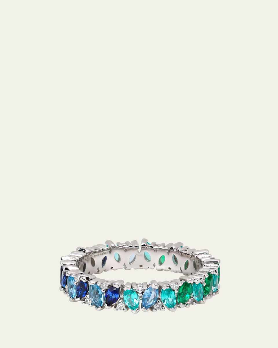 Rainbow Veto Scarlet Ring with Lab Grown Sapphires, Emeralds and Cultured Diamonds