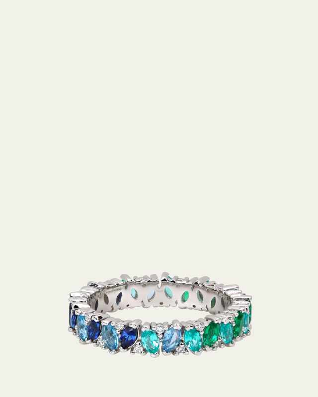 Rainbow Veto Scarlet Ring with Lab Grown Sapphires, Emeralds and Cultured Diamonds