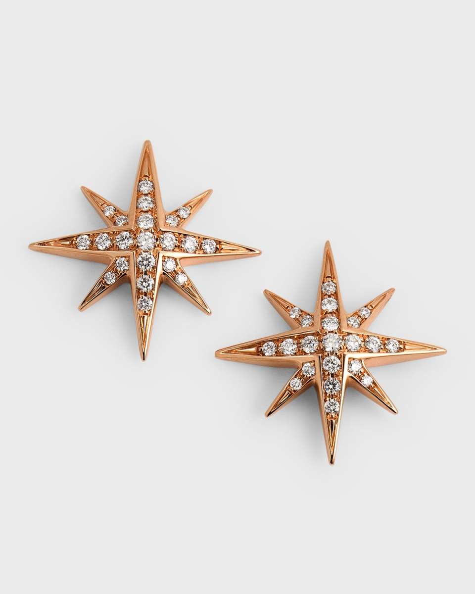 Sparkle 18K Rose Gold North Star Diamond Stud Earrings