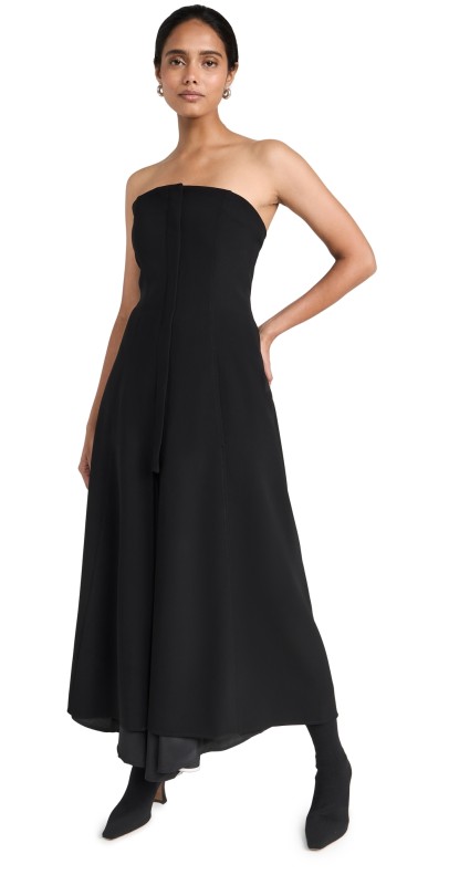 Proenza Schouler Matte Viscose Crepe Strapless Dress Black