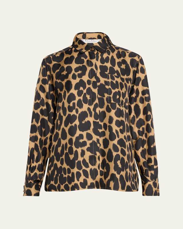 Etna Leopard Print Button-Front Shirt