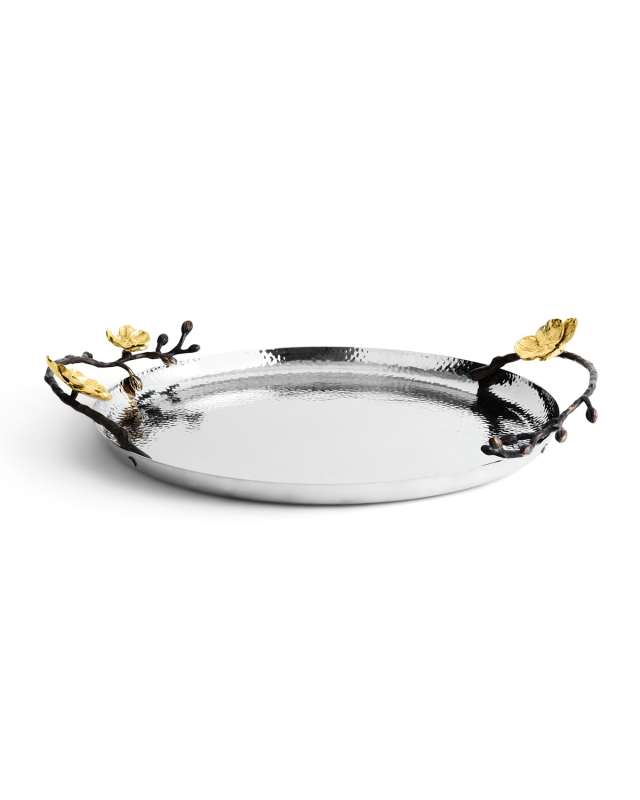 Gold Orchid Round Tray