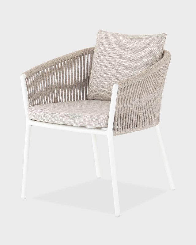Porto Outdoor Dining Chair, White/Sand