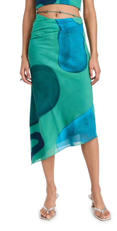 SIR. Frankie Bias Skirt Emerald Reflection