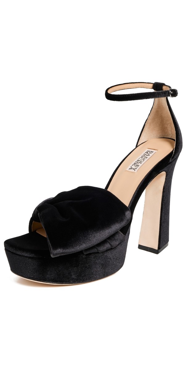 Badgley Mischka Alora II Platform Sandals Black Velvet