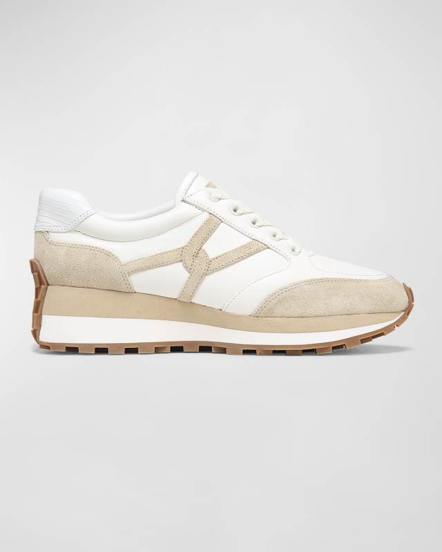 Valentina Mixed Leather Retro Sneakers