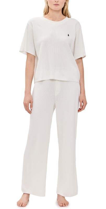 Polo Ralph Lauren Waffle Knit Pajama Set Ecru