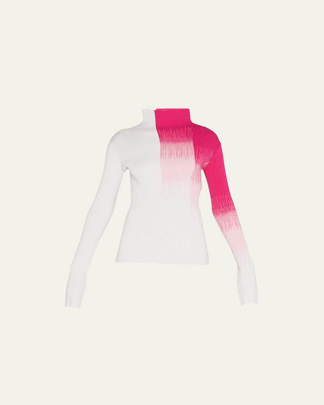 Ribbed Ombre Turtleneck Sweater