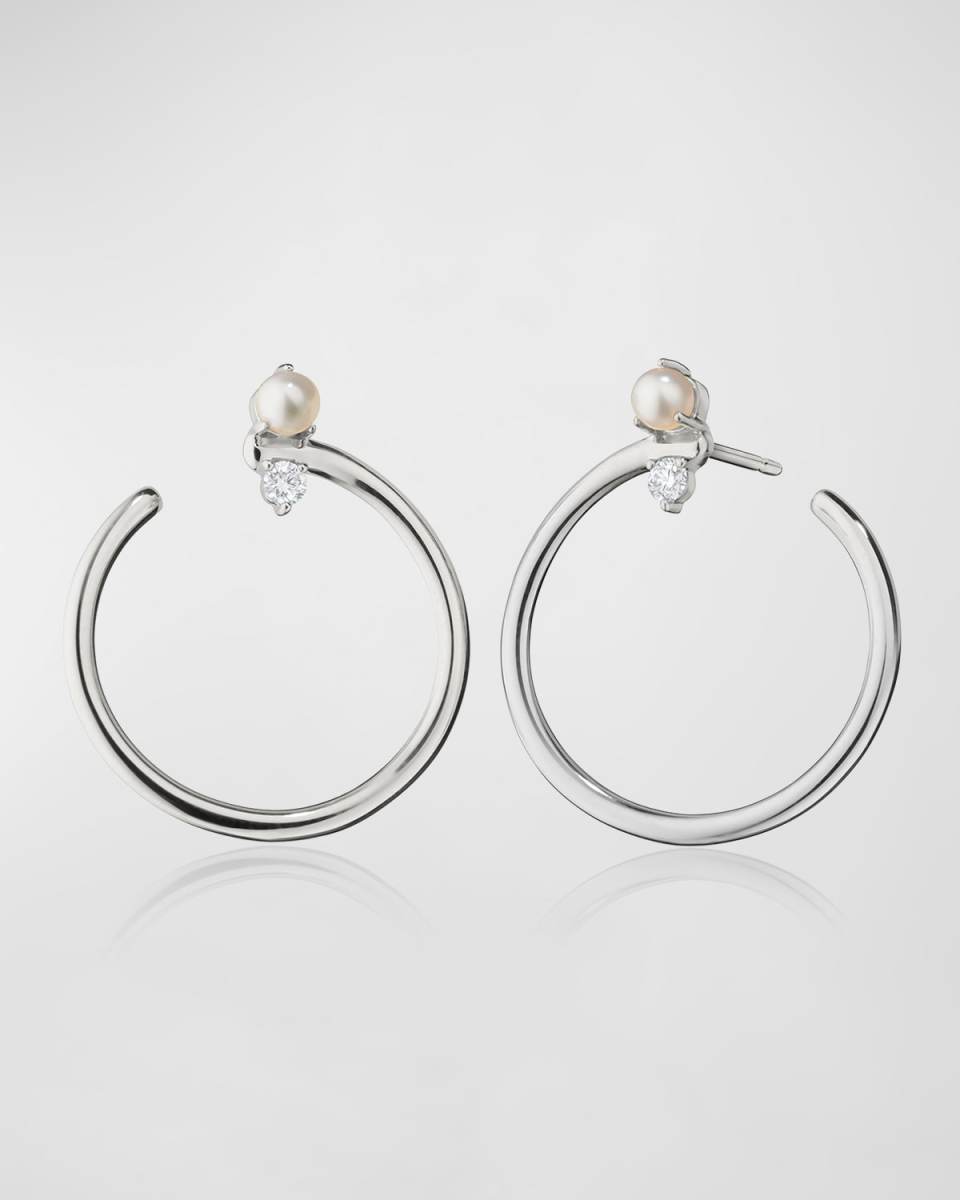 Galaxy Wrap Hoop Earrings with Mother-Of-Pearl and White Sapphire