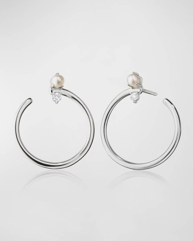 Galaxy Wrap Hoop Earrings with Mother-Of-Pearl and White Sapphire