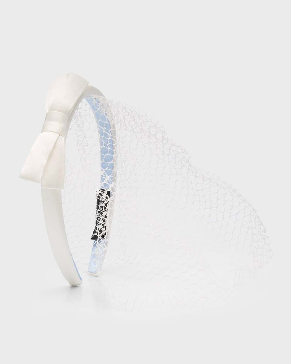 bridal bow headband with veil