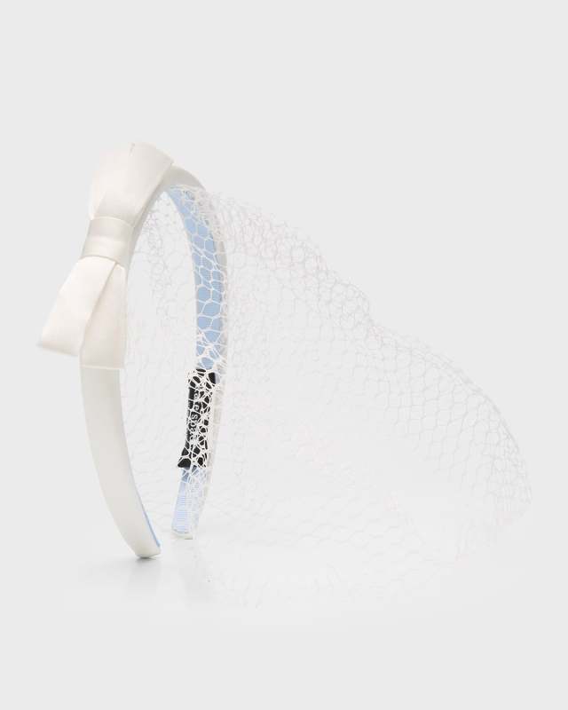 bridal bow headband with veil