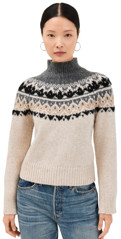 Joe's Jeans The Celeste Fairisle Sweater Oatmeal/Charcoal Fair Isle