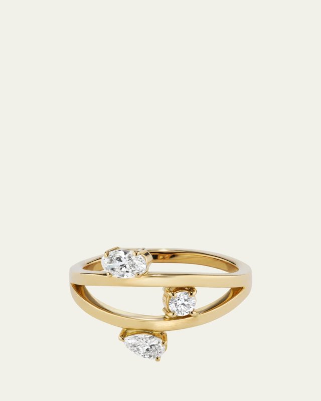18K Yellow Gold Natural Diamond Cosmo Ring, Size