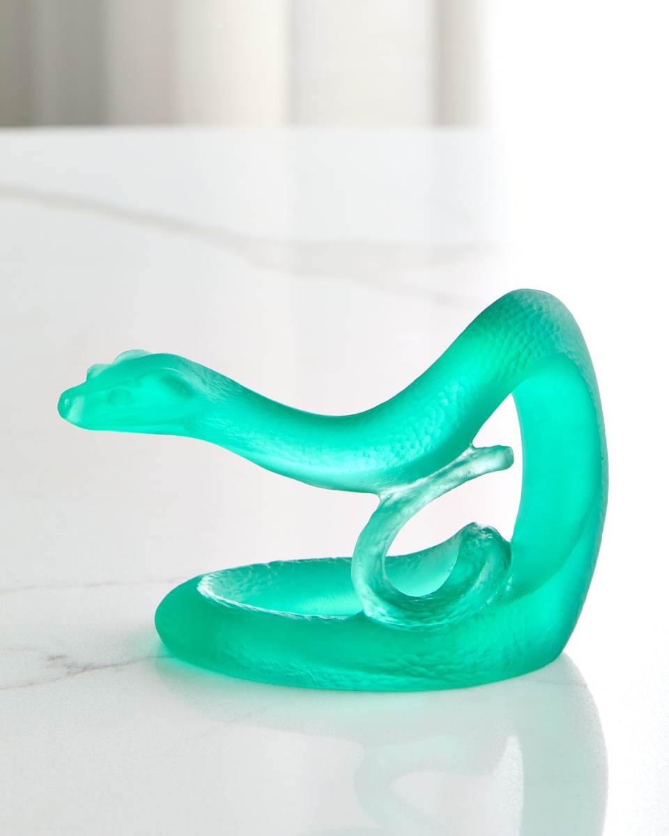 Horoscope Snake Leaded Crystal Statue