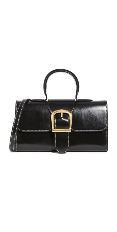 Rylan Black with Ivory Stitch Small Satchel Black