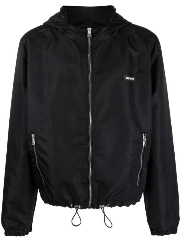 satin-finish hooded jacket