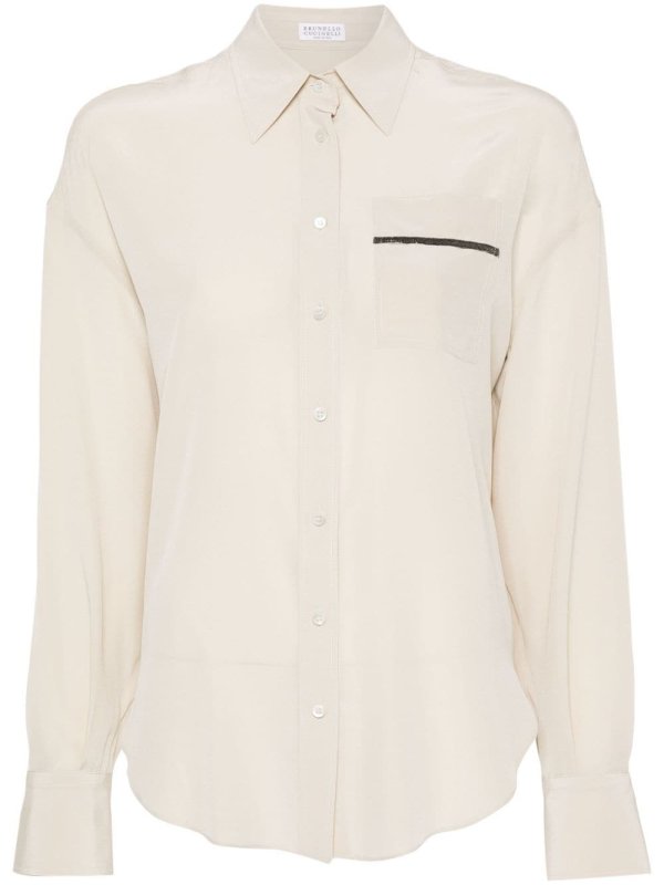 Monili chain-detail silk shirt