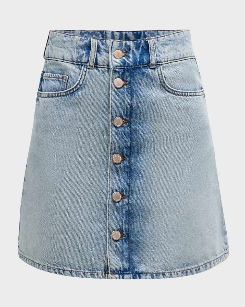 Ms. Louisiana Mid-Thigh Button-Front Denim Skirt