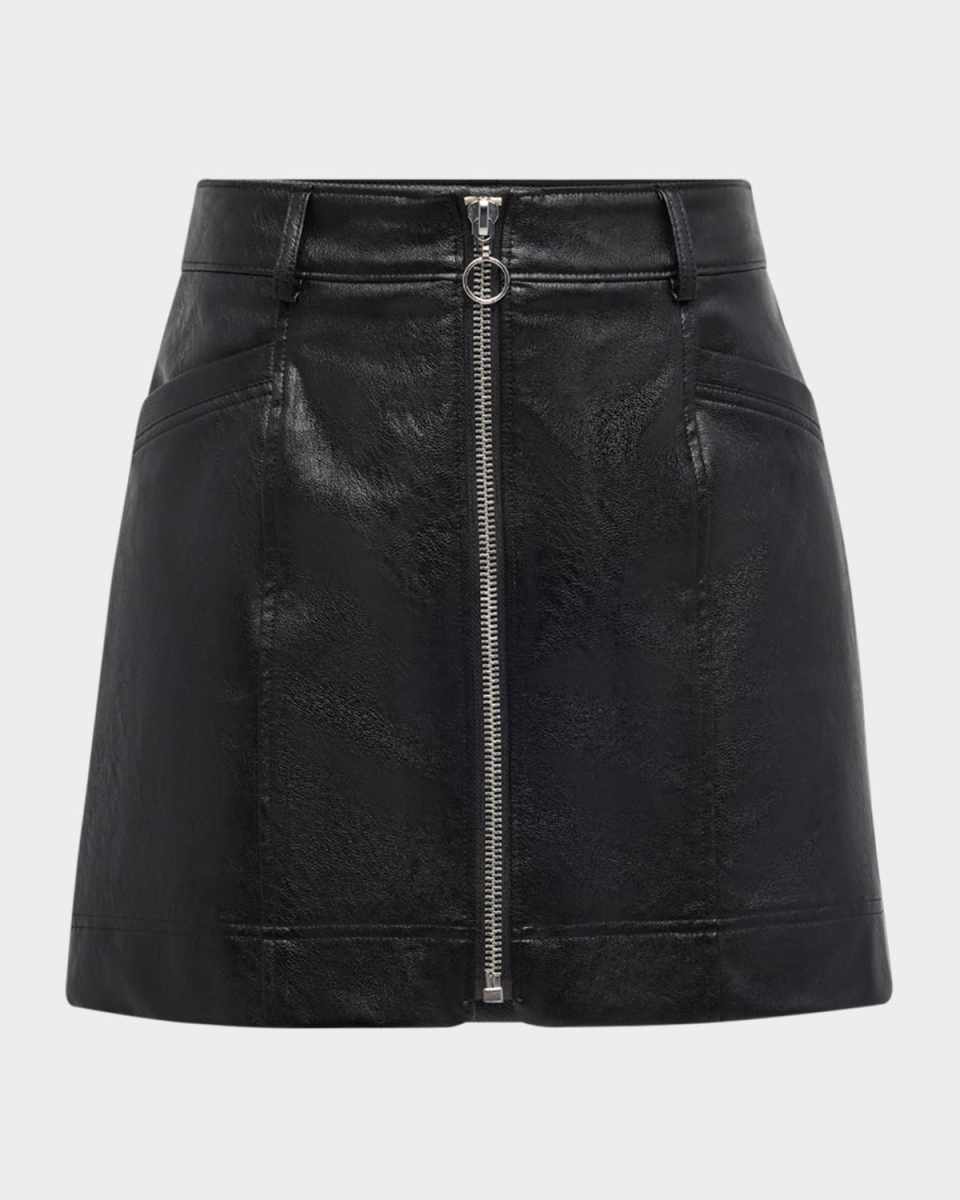 Nomi Faux-Leather Zip Mini Skirt