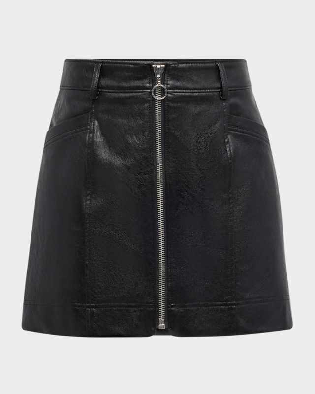 Nomi Faux-Leather Zip Mini Skirt