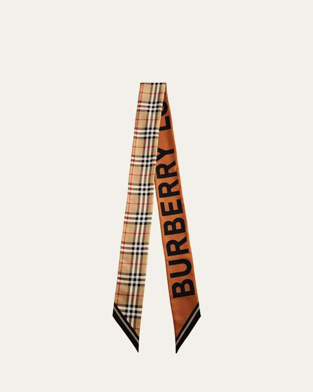 Vintage Check Logo Silk Ribbon Scarf