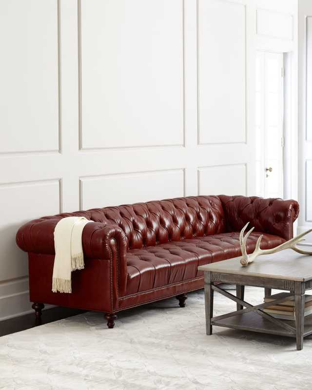Davidson 119" Tufted Seat Chesterfield Sofa