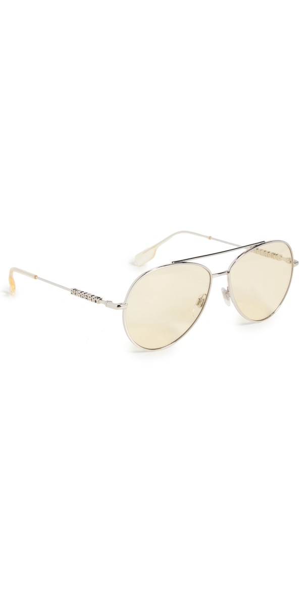 Burberry Classic Aviator Sunglasses Silver/Yellow