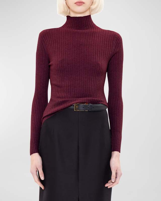 Ariana Cashmere Ribbed Turtleneck Sweater