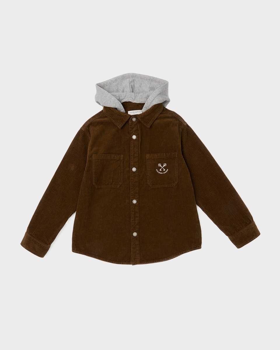 Boy's Corduroy Overshirt W/ Detachable Hood, Size 4-12