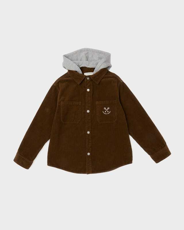 Boy's Corduroy Overshirt W/ Detachable Hood, Size 4-12