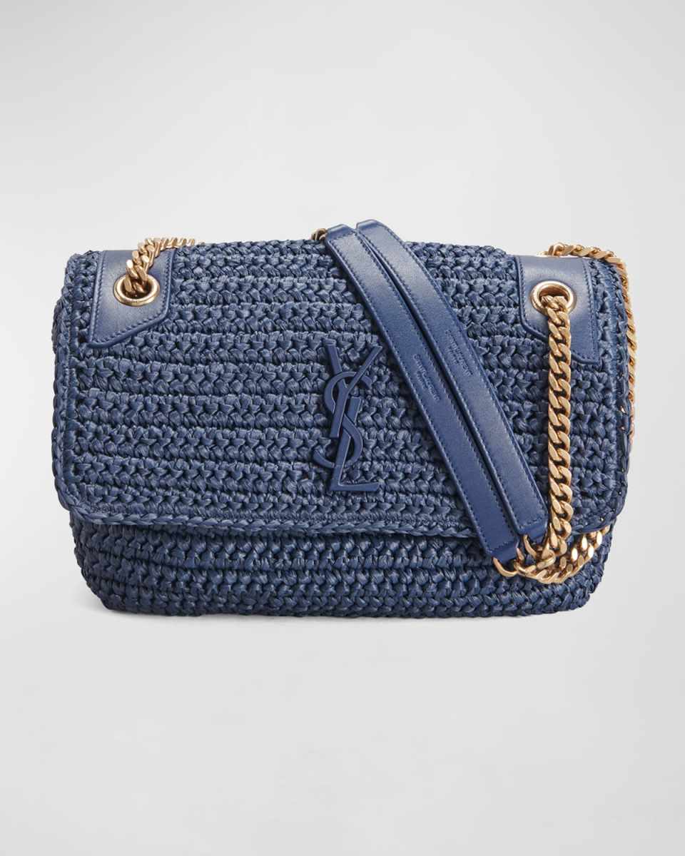 Niki Medium Flap YSL Shoulder Bag in Raffia