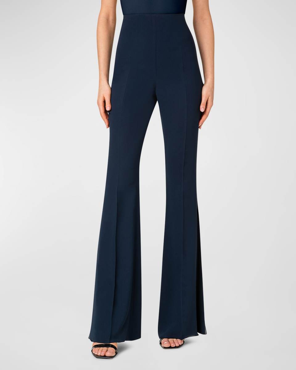 Faralda Silk Georgette Bootcut Pants with Split Hem