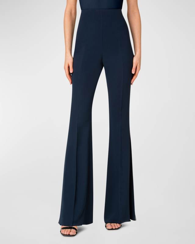 Faralda Silk Georgette Bootcut Pants with Split Hem