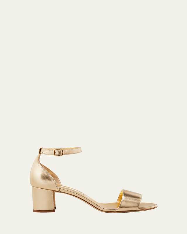 50mm Metallic Ankle-Strap Sandals
