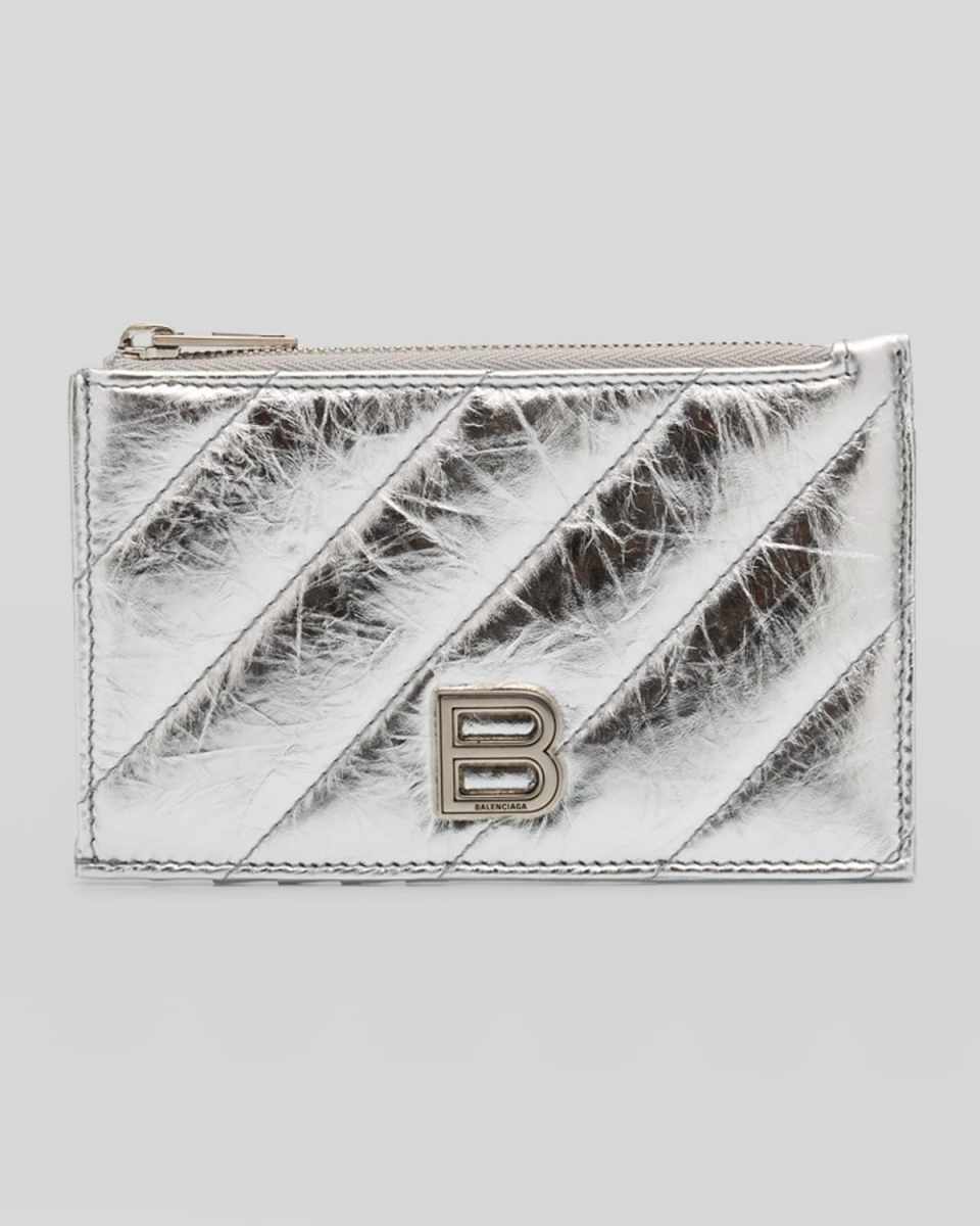 Crush Long Coin And Card Holder Metallized Quilted
