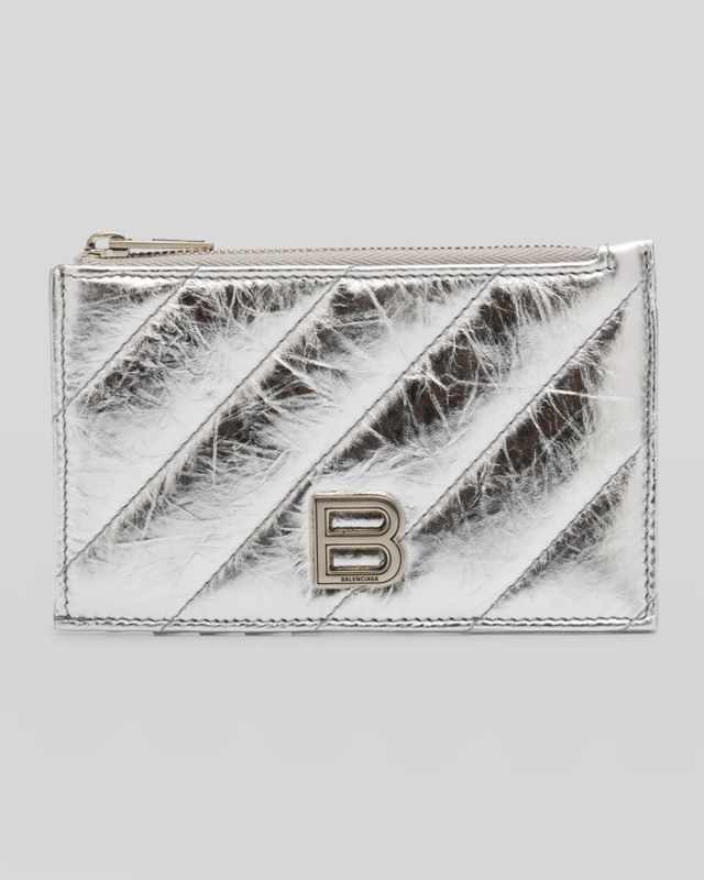 Crush Long Coin And Card Holder Metallized Quilted